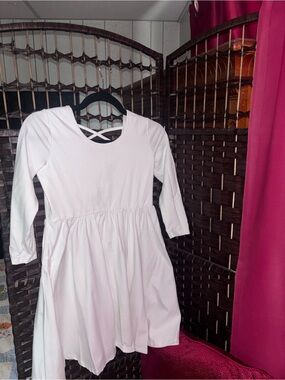 Girls' Long Sleeve Light Pink Cotton Dress